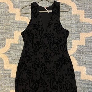 Free People Black Velvet Floral Dress Size L